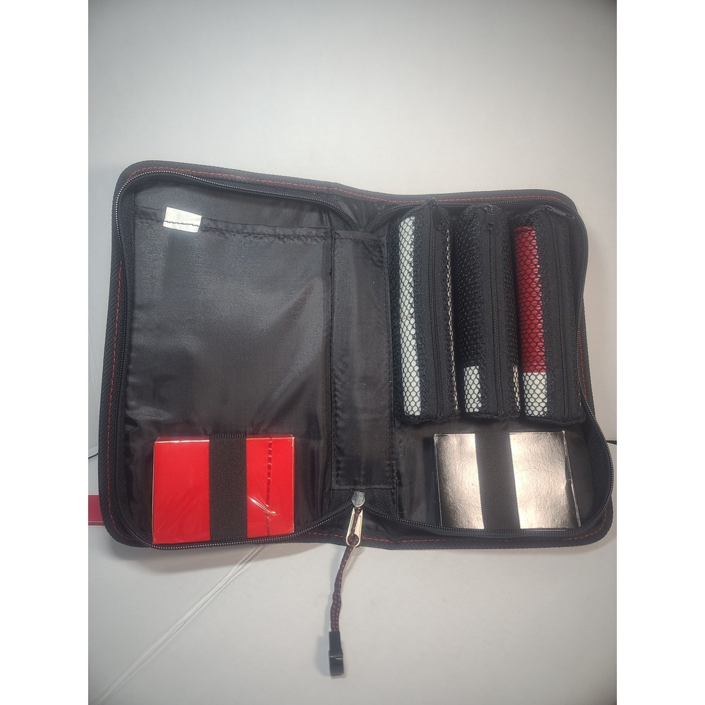Marlboro Poker Set Travel Case Decks Playing Cards Poker Chips Red Black Stitch